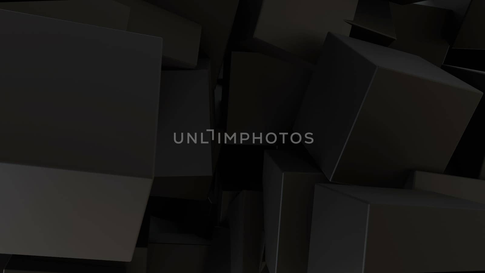 Abstract black cubes background. 3d rendering digital backdrop