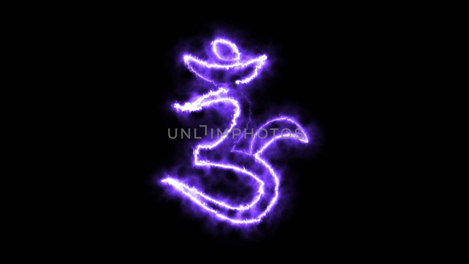 Burning stylish chakras symbol in space, 3d rendering backdrop