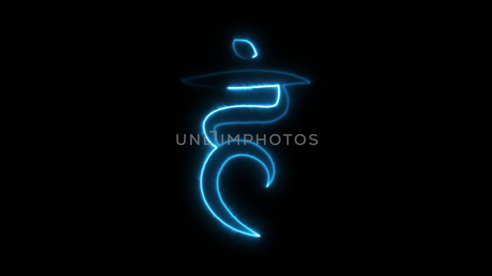 Burning stylish chakras symbol in space, 3d rendering backdrop