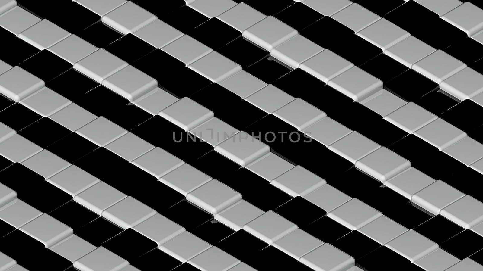 Abstract geometric back and white cubes, optical Illusion, modern computer generated 3D rendering backdrop