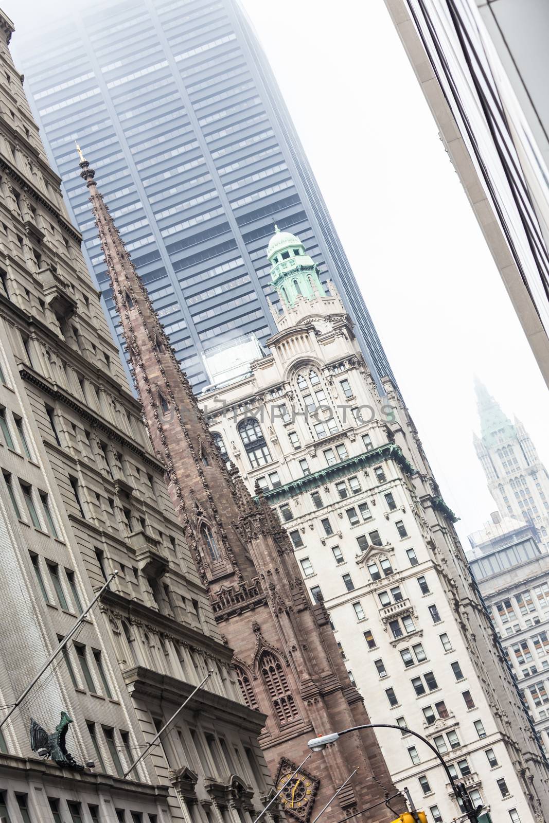 New York City, Lower Manhattan, skyscrapers on Broadway street. by kasto