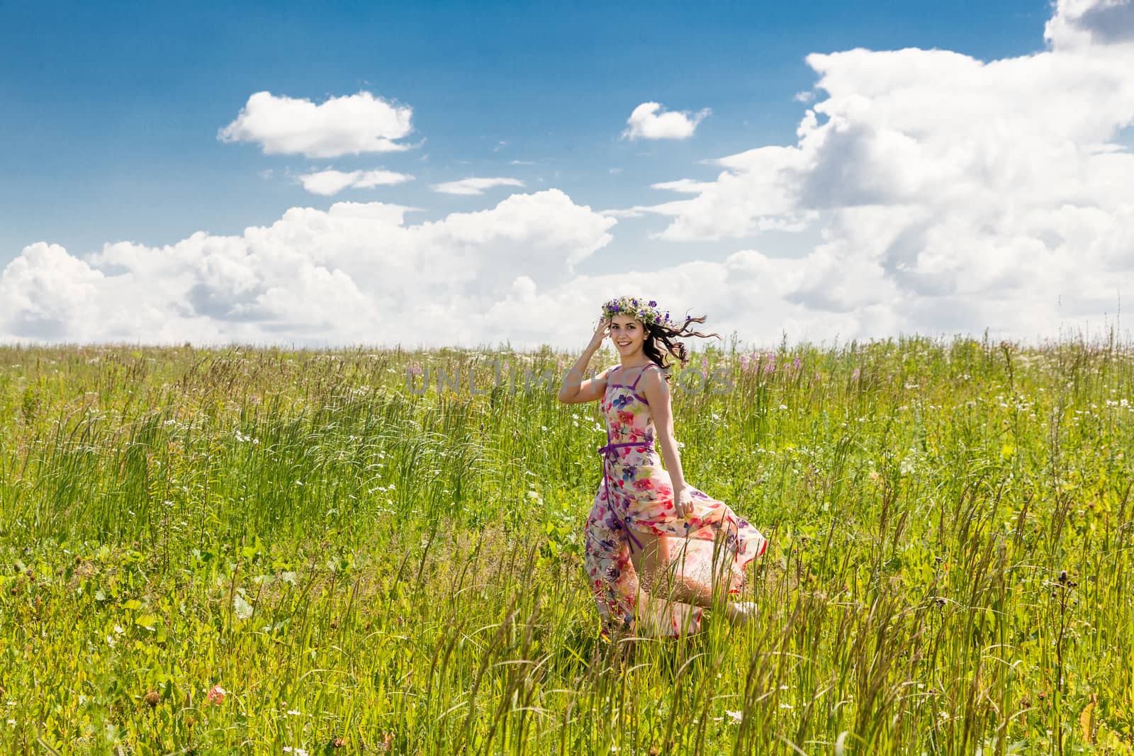 beautiful girl in field by sveter