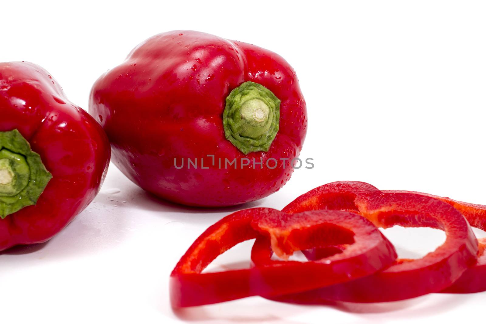 red bell peppers isolated on a white background.