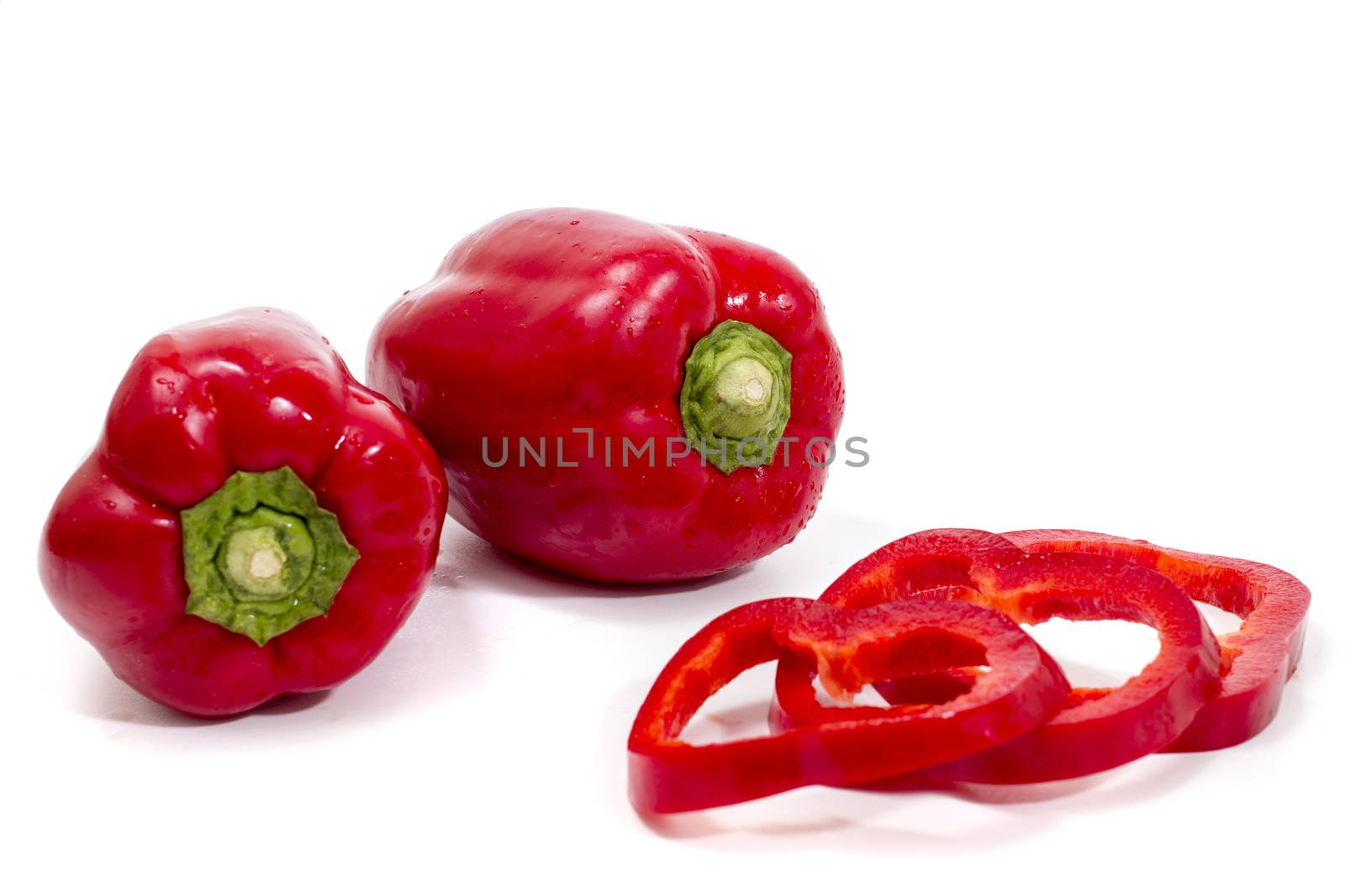 red bell peppers isolated on a white background.