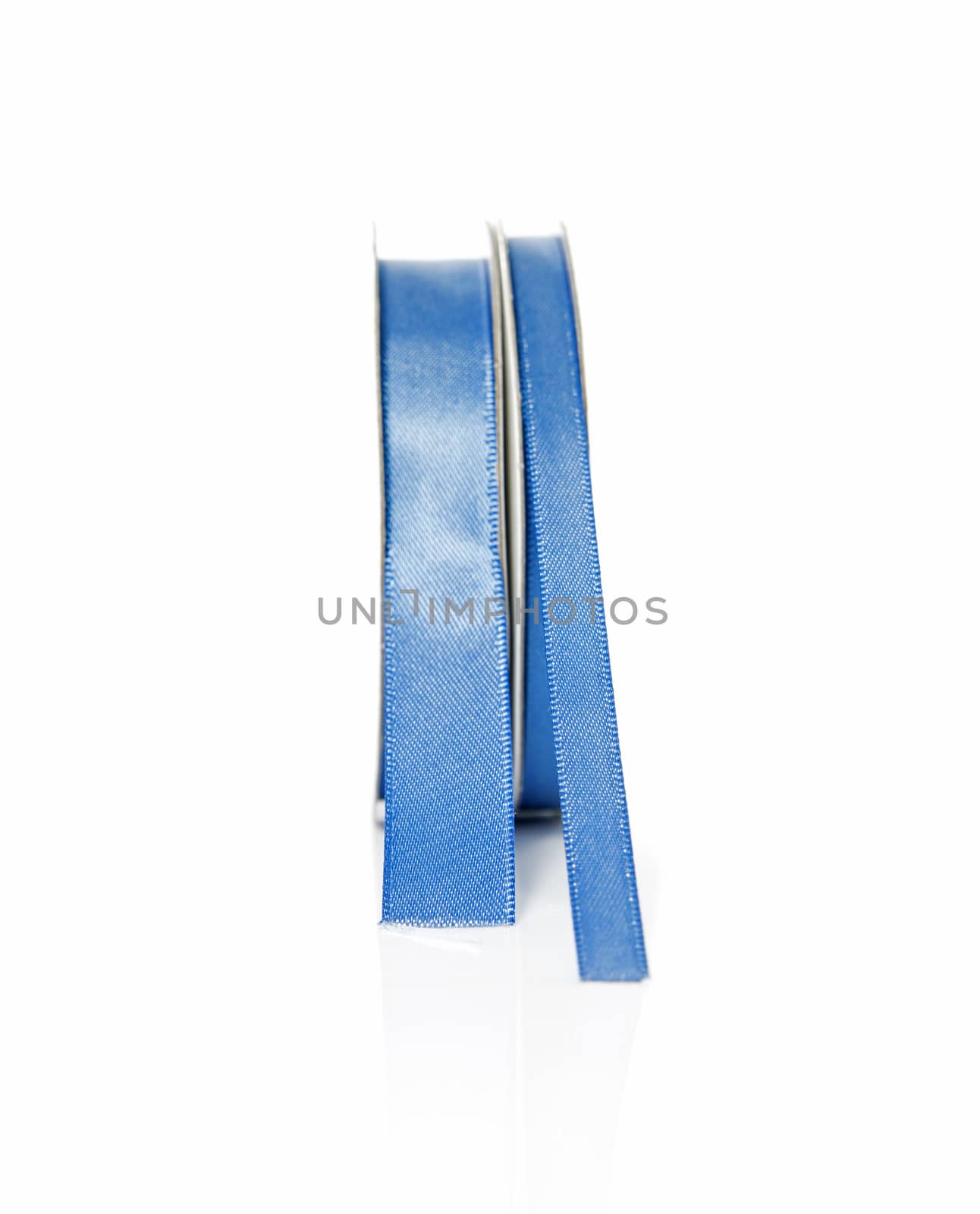 bias binding in blue  isolated on white with text space