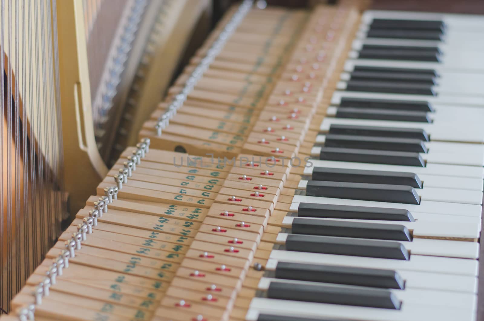 Old piano Broken parts musical instrument