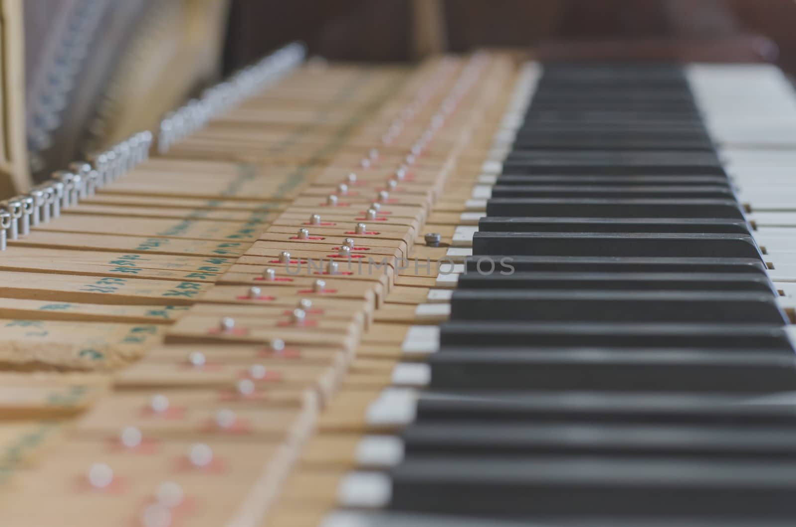 Old piano Broken parts musical instrument