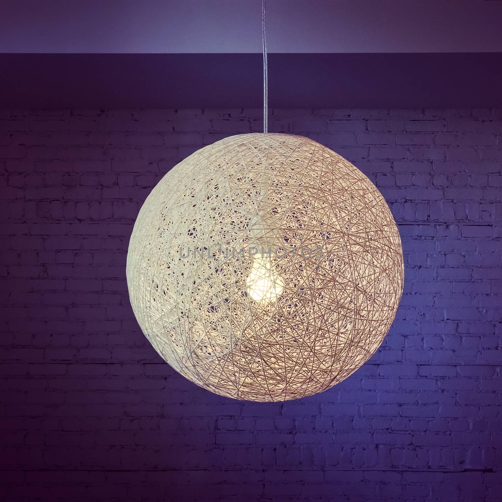 Pendant lamp with round lampshade in purple tones by anikasalsera
