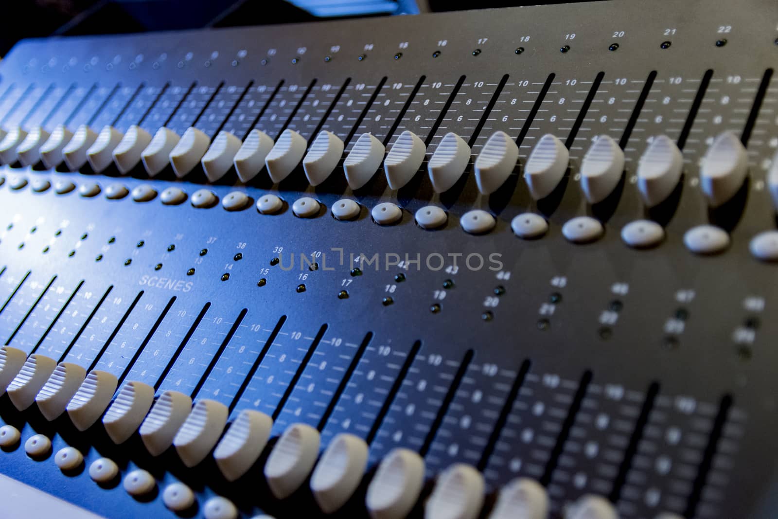 view of a sound mixer while concert