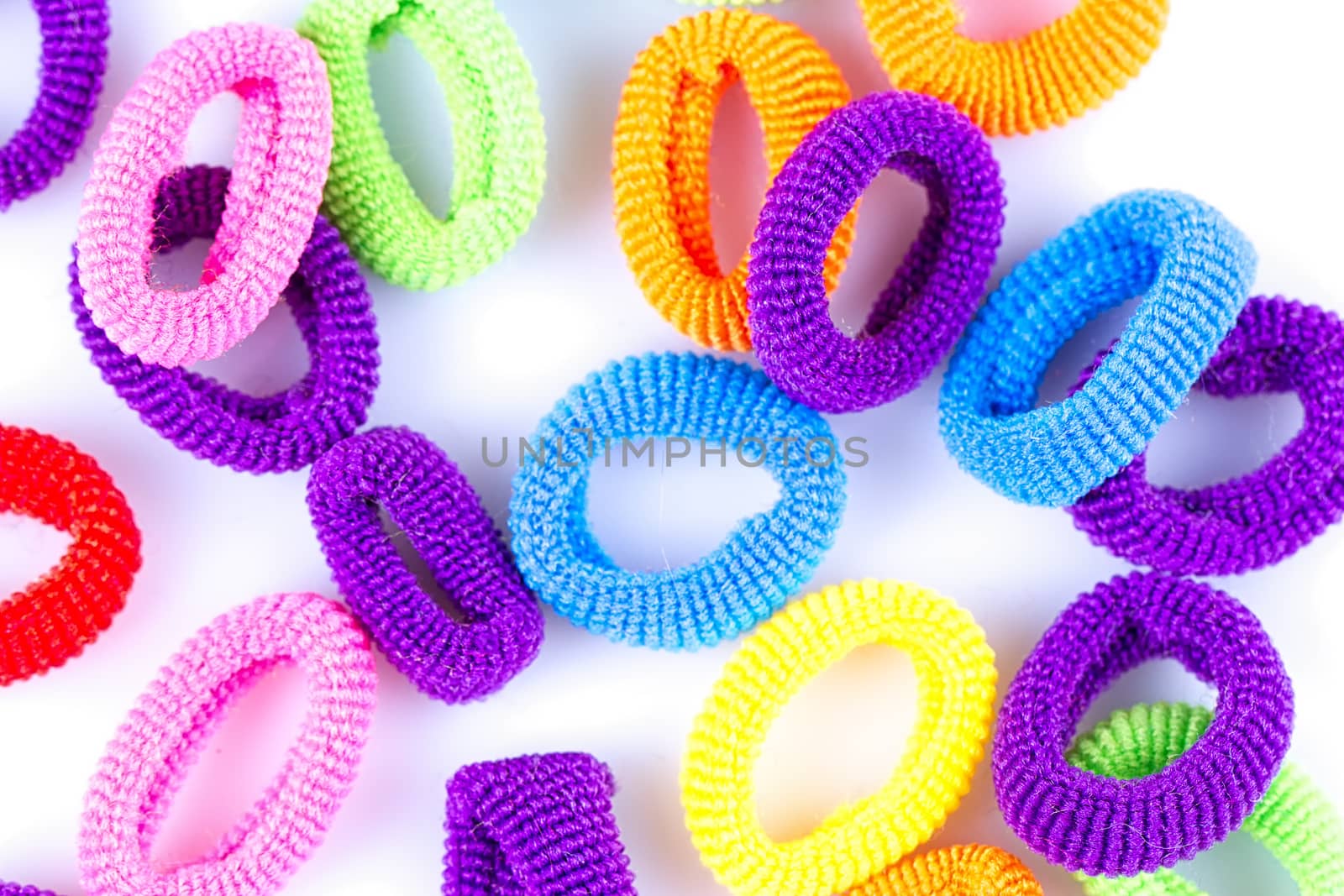 Hair elastic bands isolated on the white background