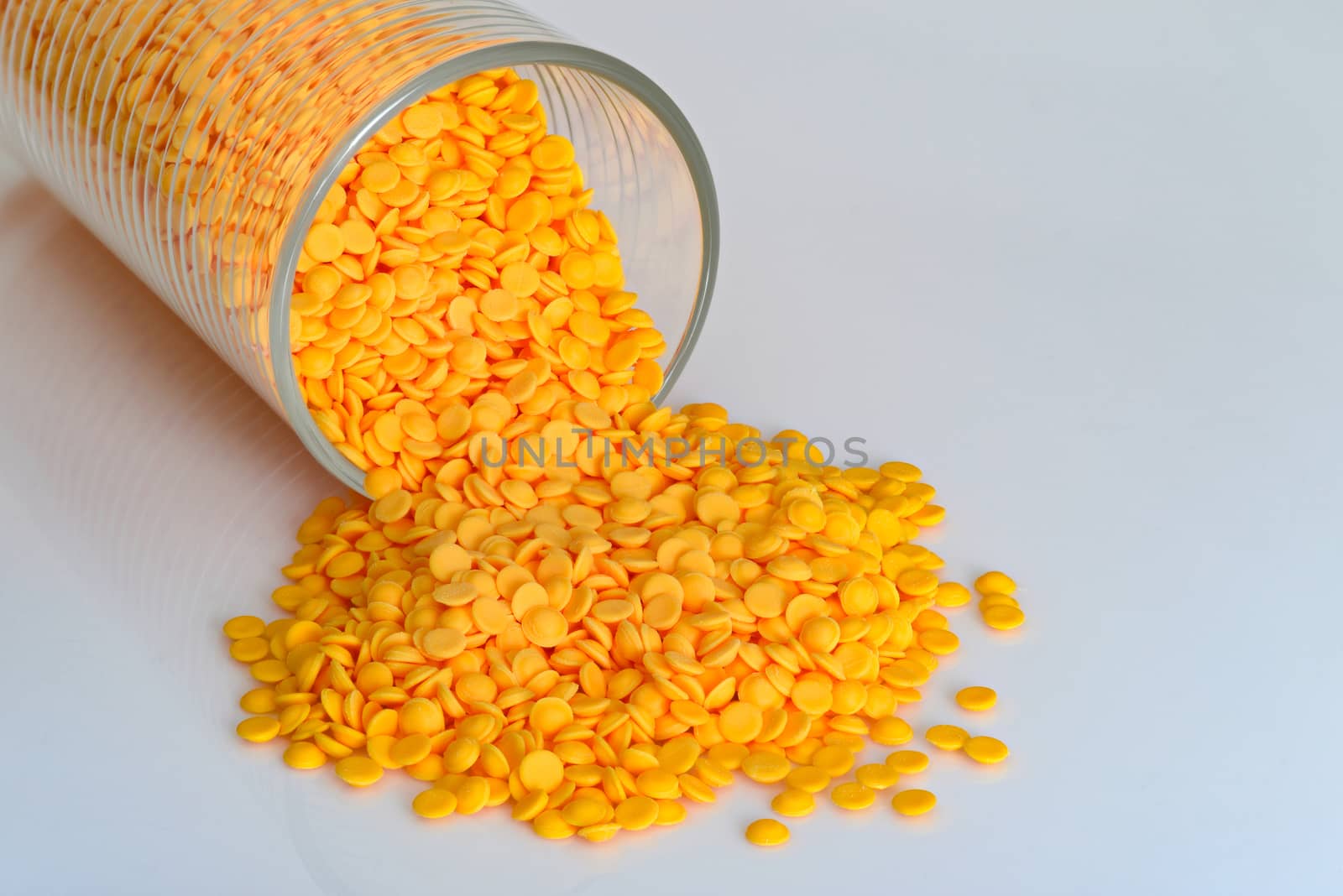 Industrial plastic pellets, industrial  beads on white color background.