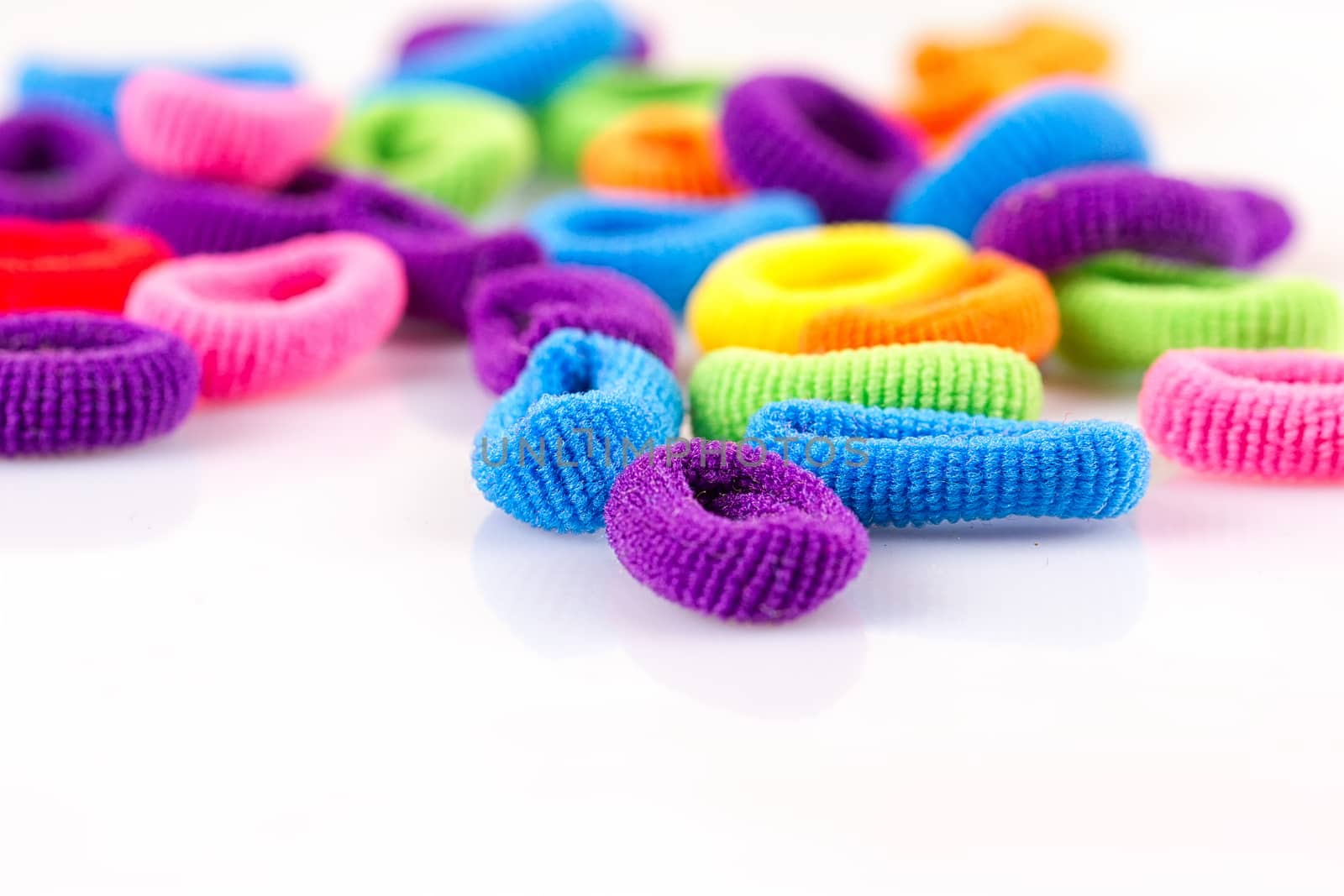 Hair elastic bands isolated on the white background