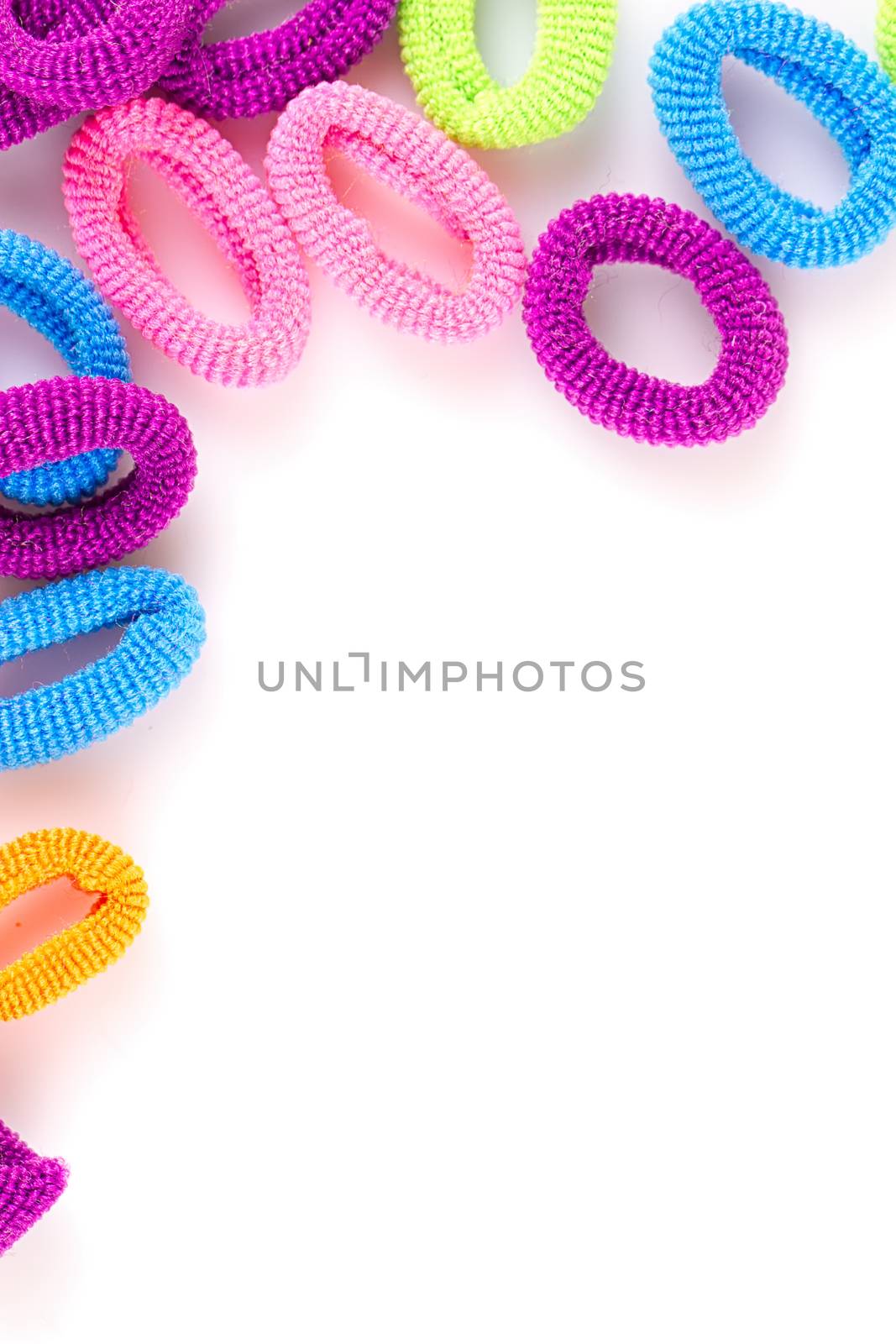 Hair elastic bands isolated on the white background