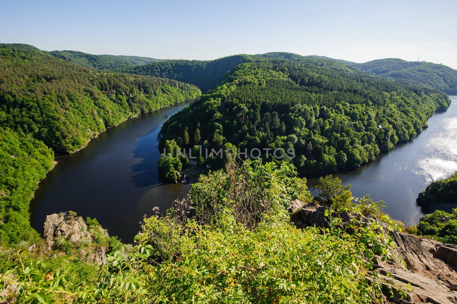 View of the Vltava river from the rock