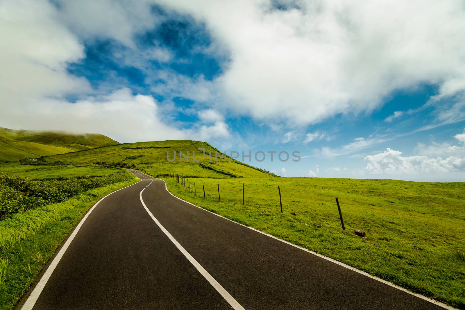 Beautiful road on Flores Island, Azores, Portugal