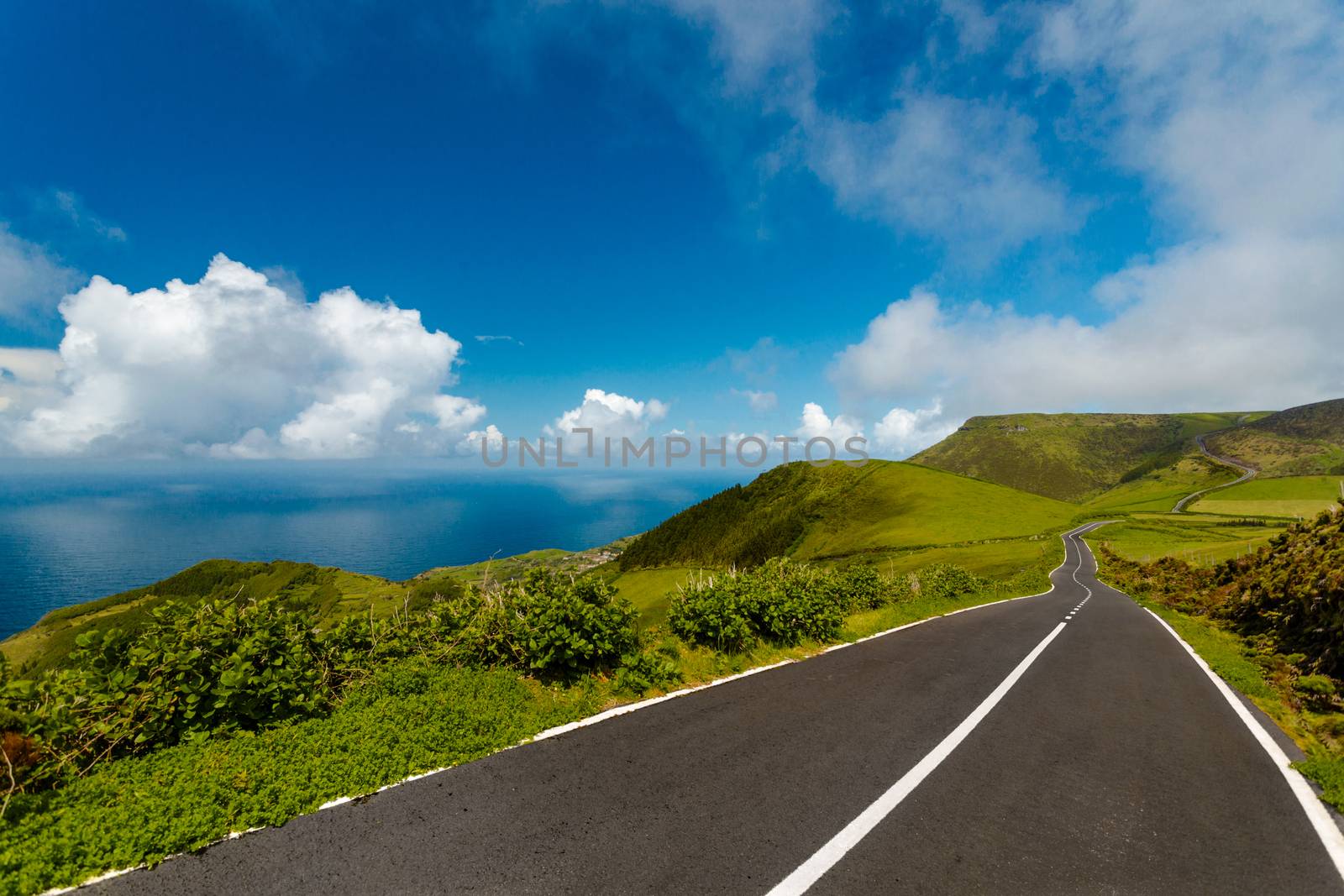 Beautiful road on Flores Island, Azores, Portugal