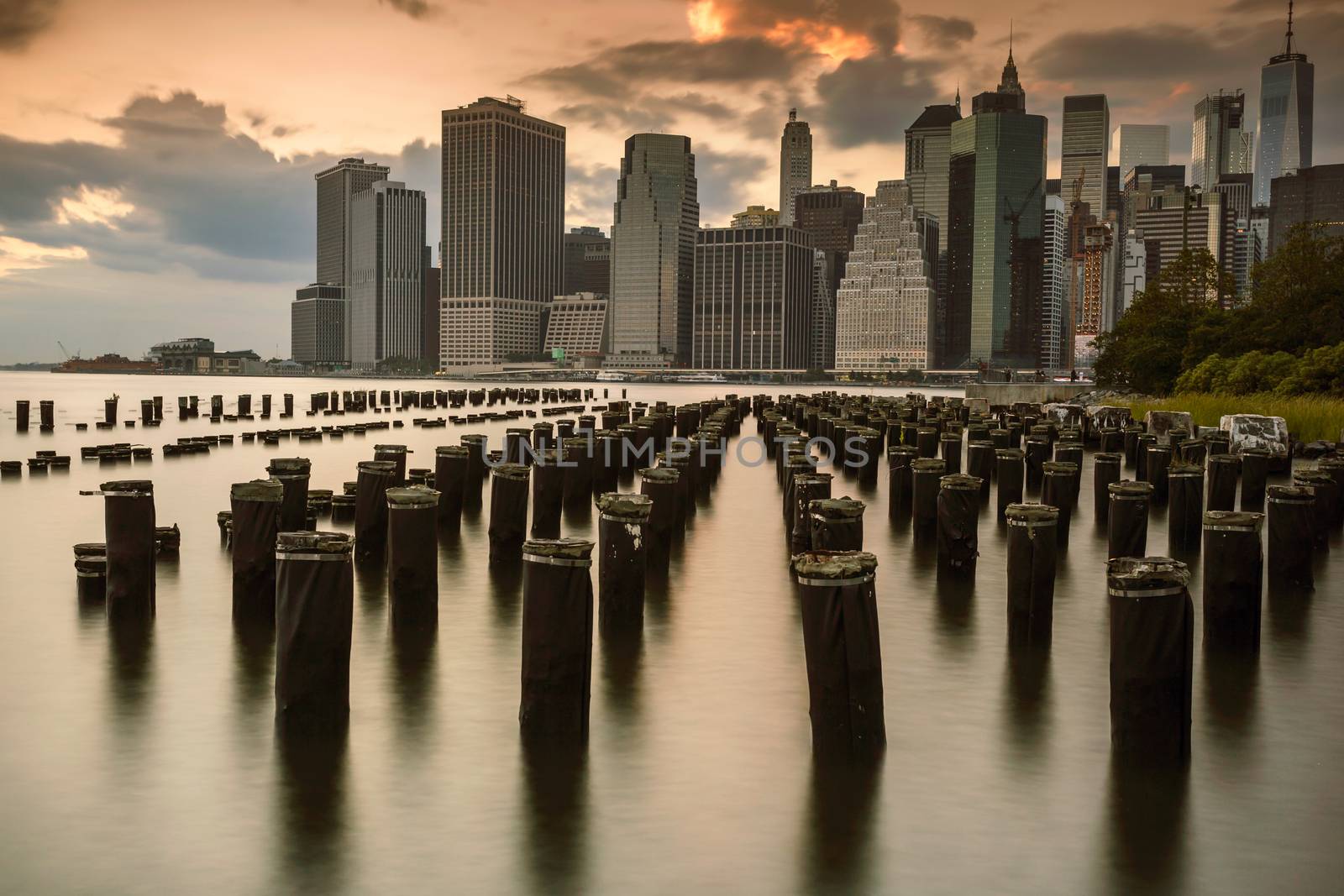 Cityescape of NYC from the Pier 2 - Brooklyn