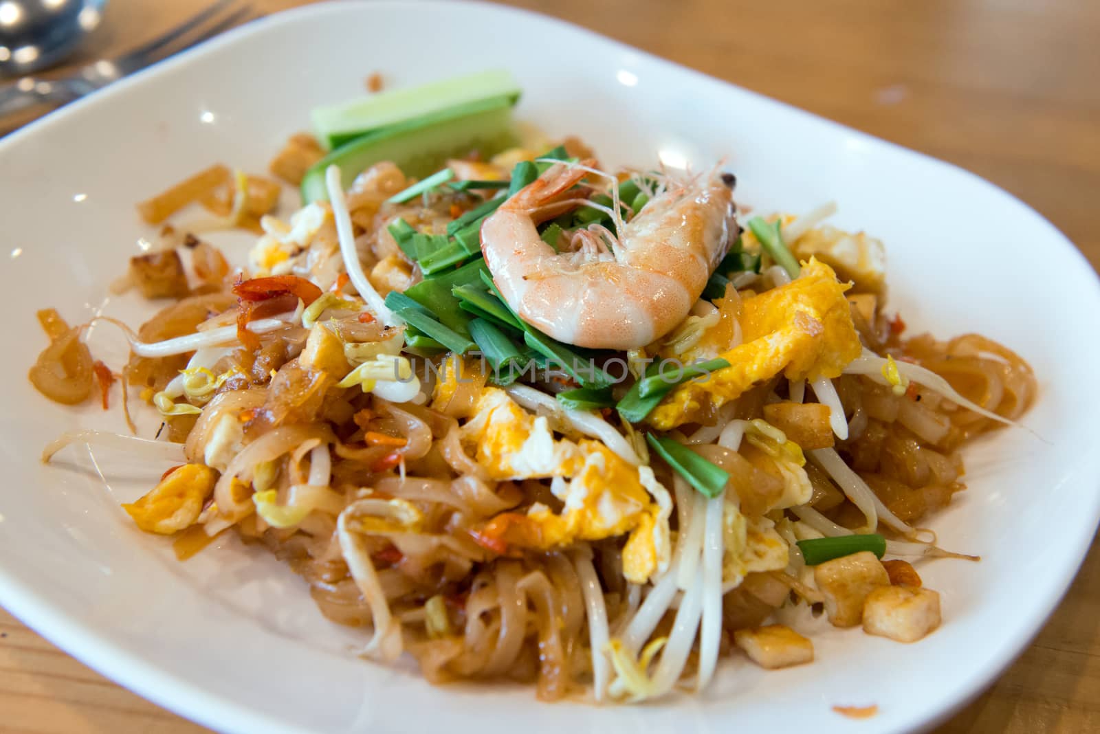 Famous Thailand fried noodle pad thai shrimp