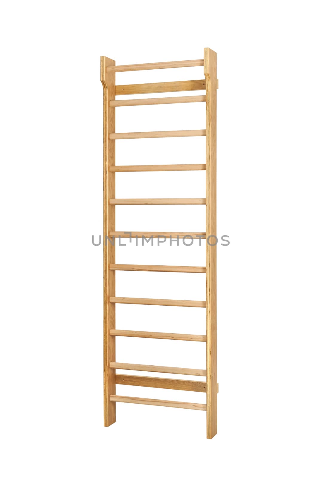 gymnastic wall a ladder on the white isolated background