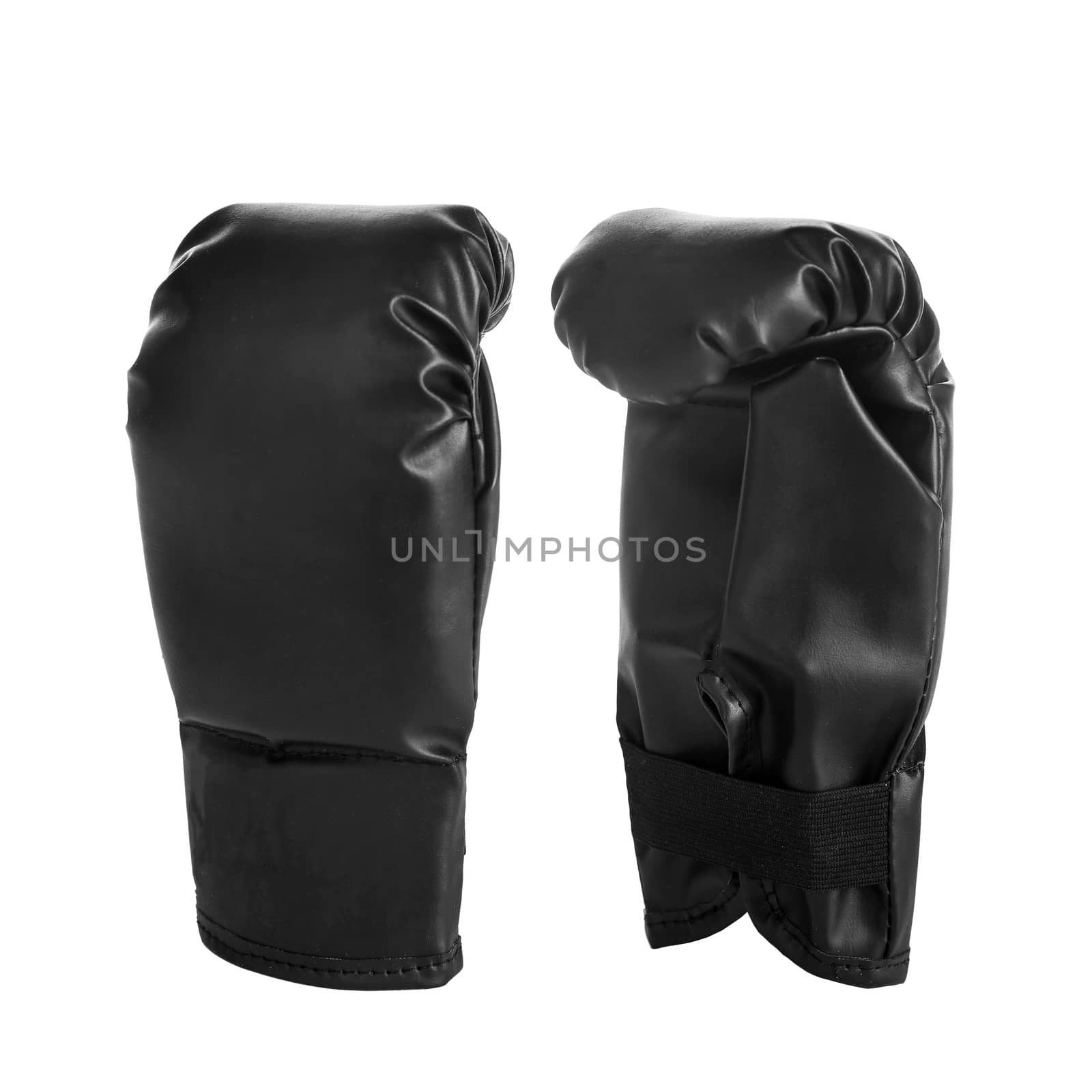 Boxing black gloves with isolated white blackground