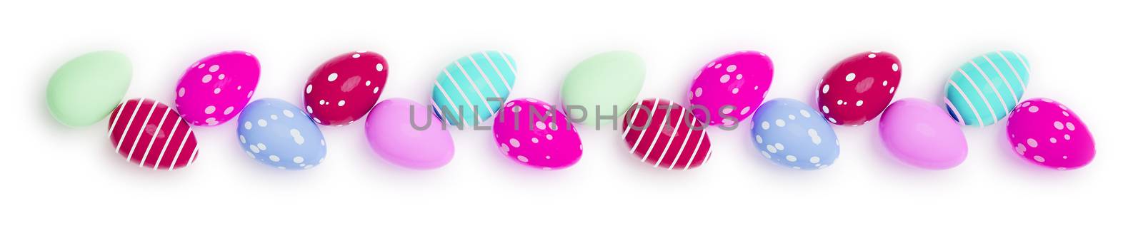 a row of colored easter eggs by magann