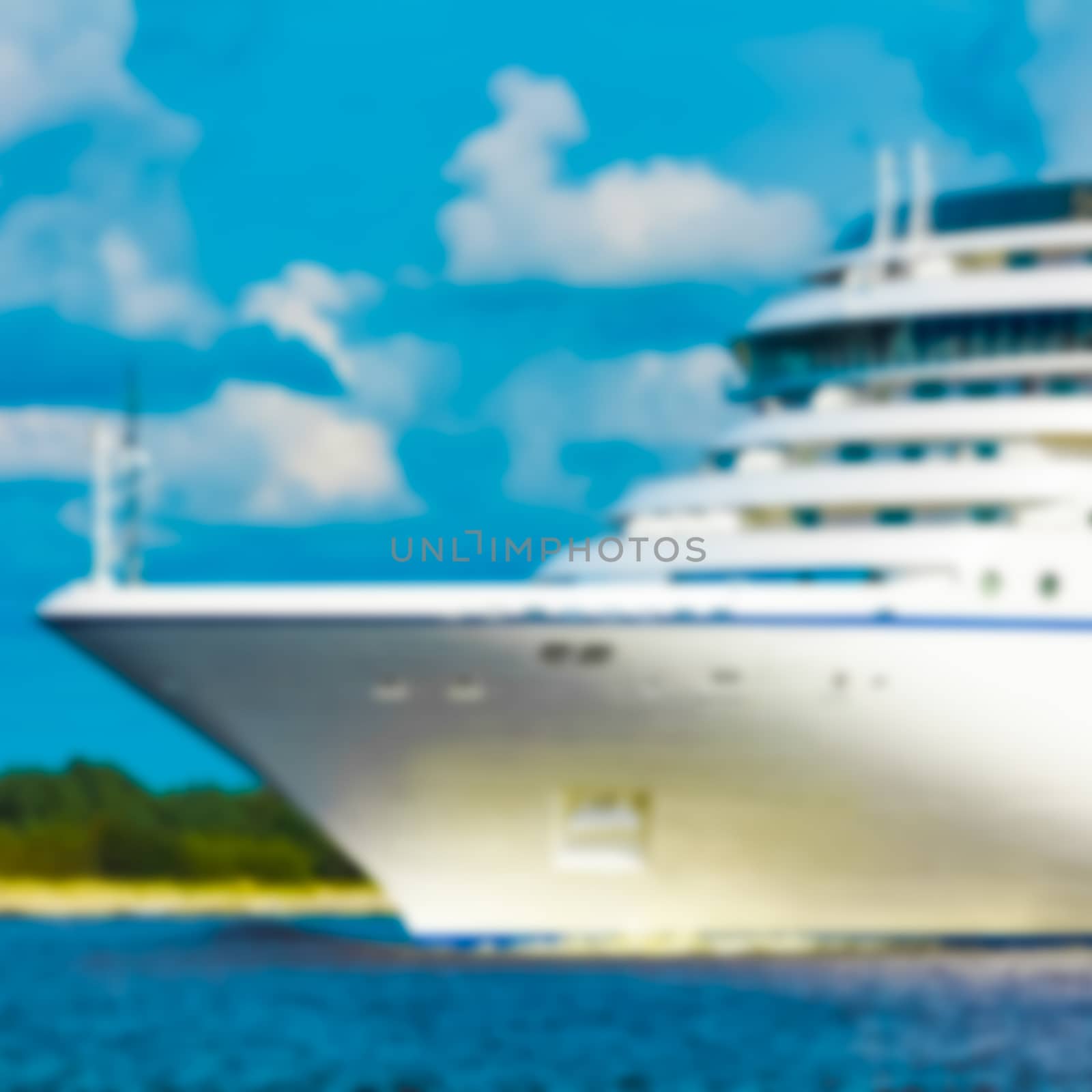 White cruise liner - blurred image by sengnsp