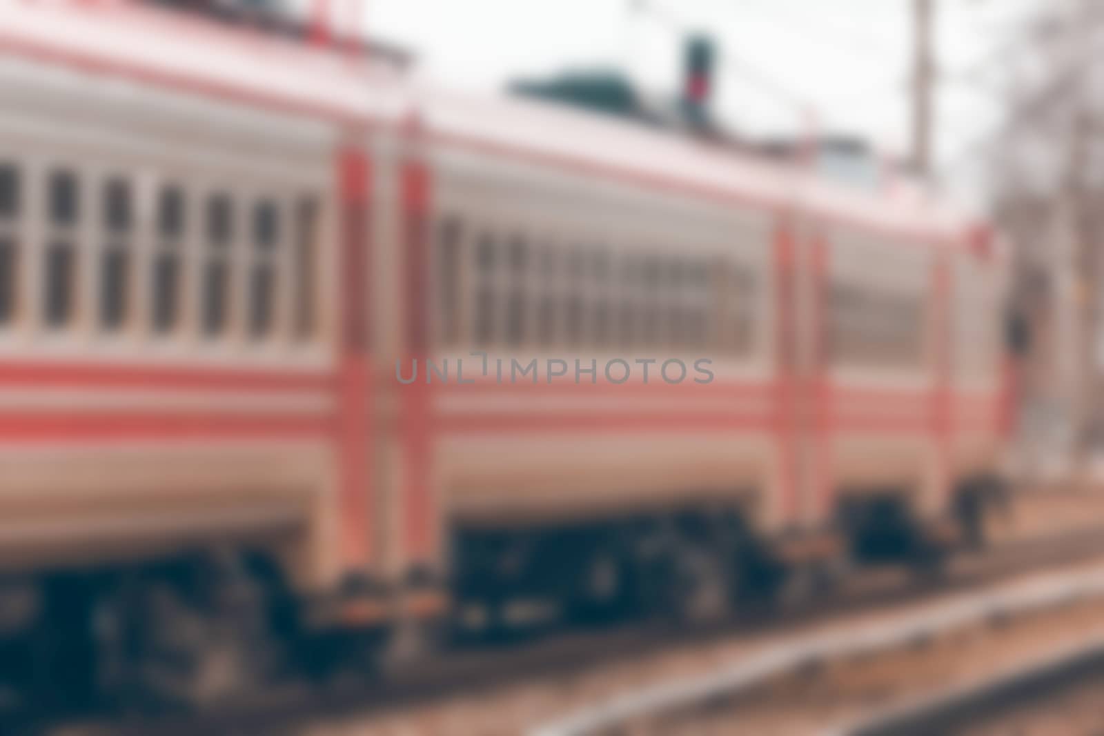Passenger train - soft lens bokeh image. Defocused background