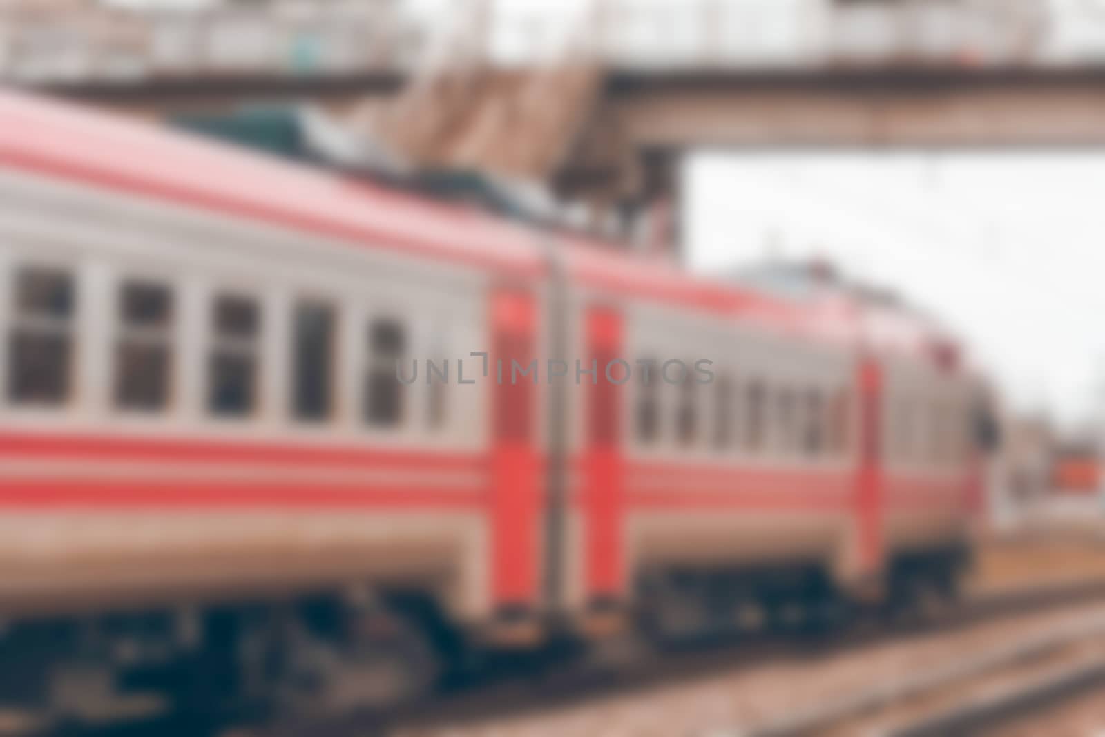 Passenger train - soft lens bokeh image. Defocused background