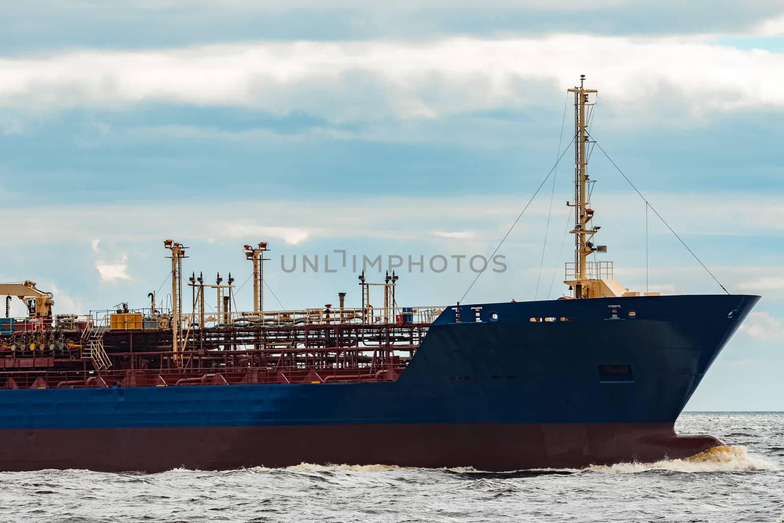 Blue cargo tanker ship by sengnsp