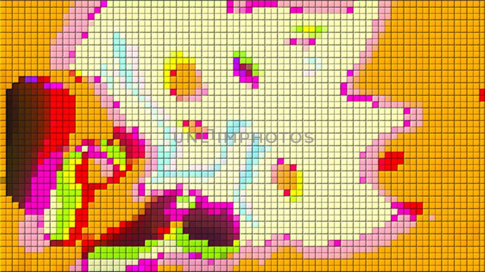 Mosaic with little colorful square pieces, flowing forms, computer generated abstract background, 3D rendering by nolimit046