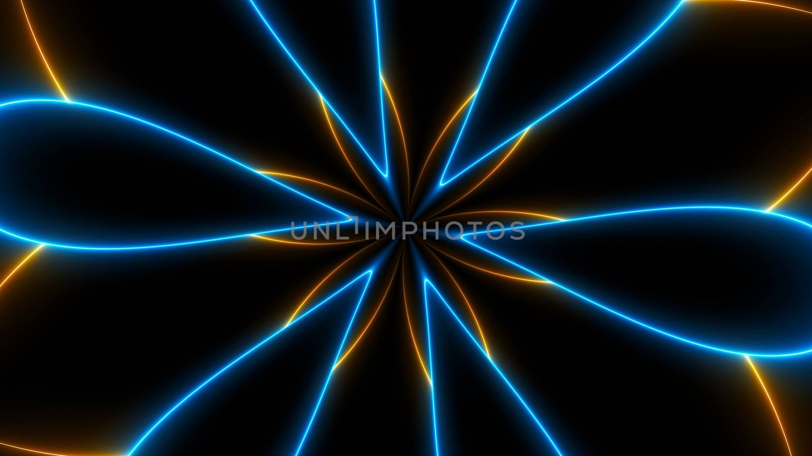 Abstract background with neon lines. 3d rendering