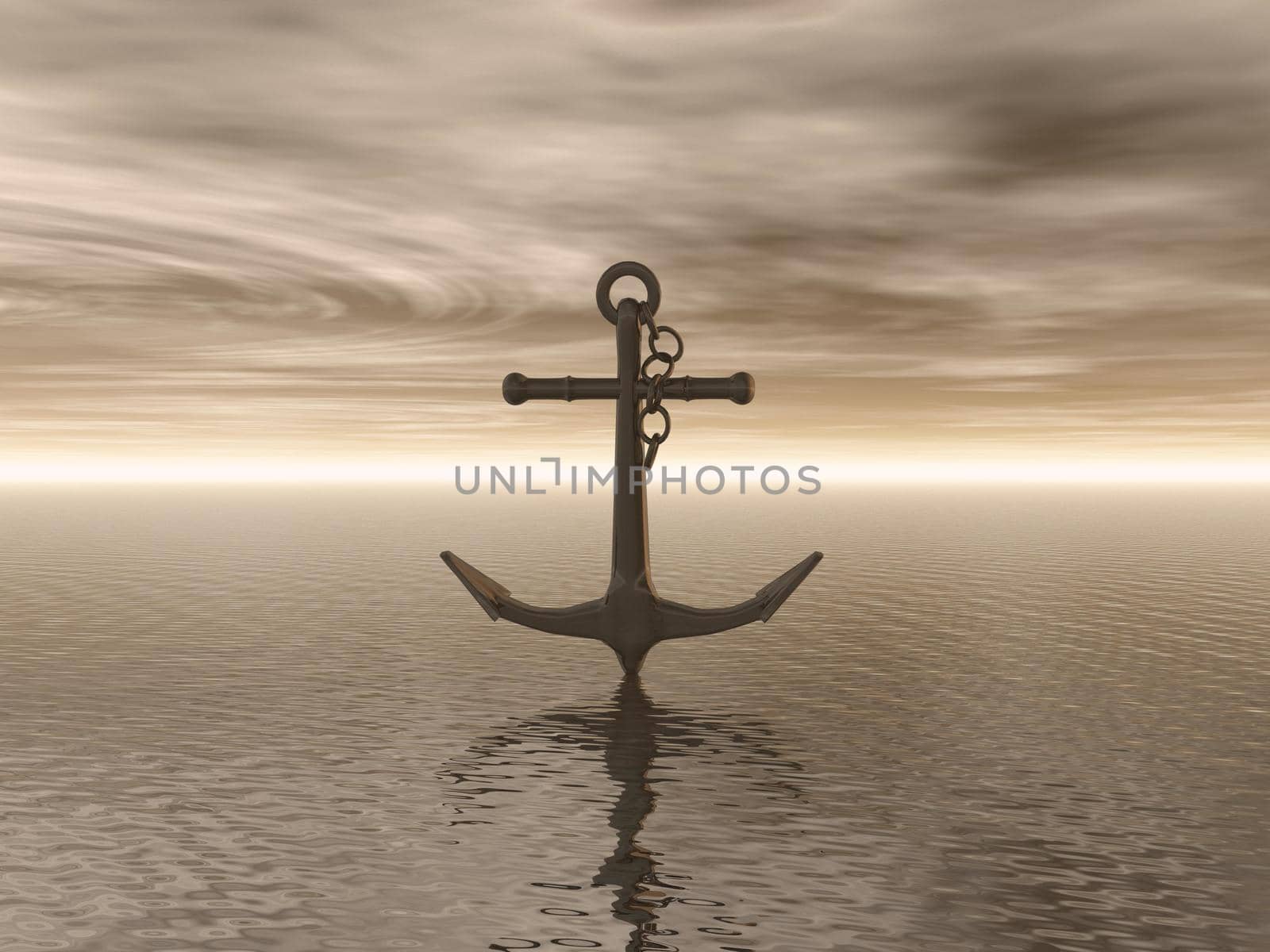 Anchor and landscape 3D illustration rendering by mariephotos