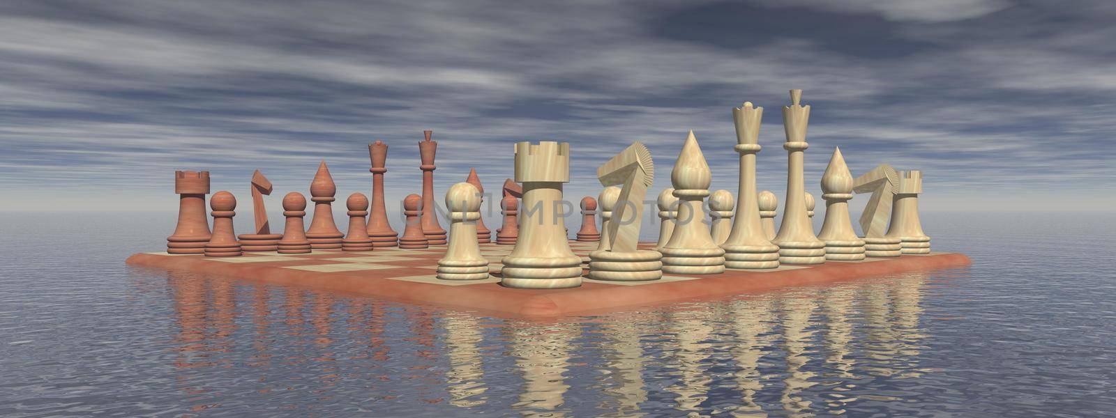 Chess business idea for competition on it isolated in white background - 3d rendering