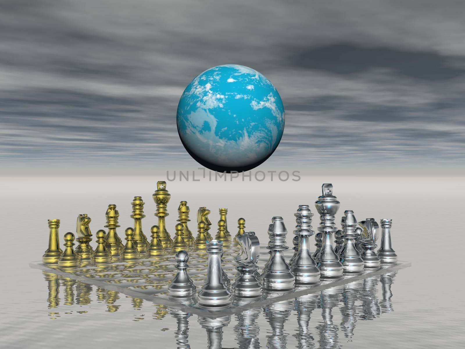 Chess business idea for competition on it isolated in white background - 3d rendering