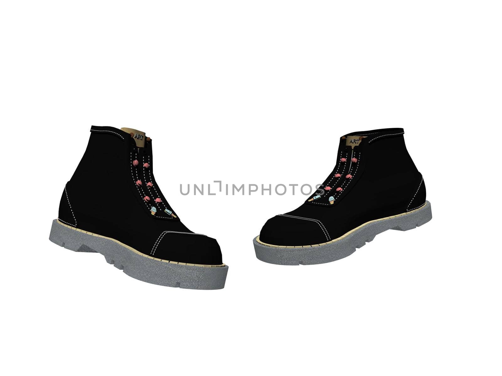 Male shoes black on a white background - 3d rendering