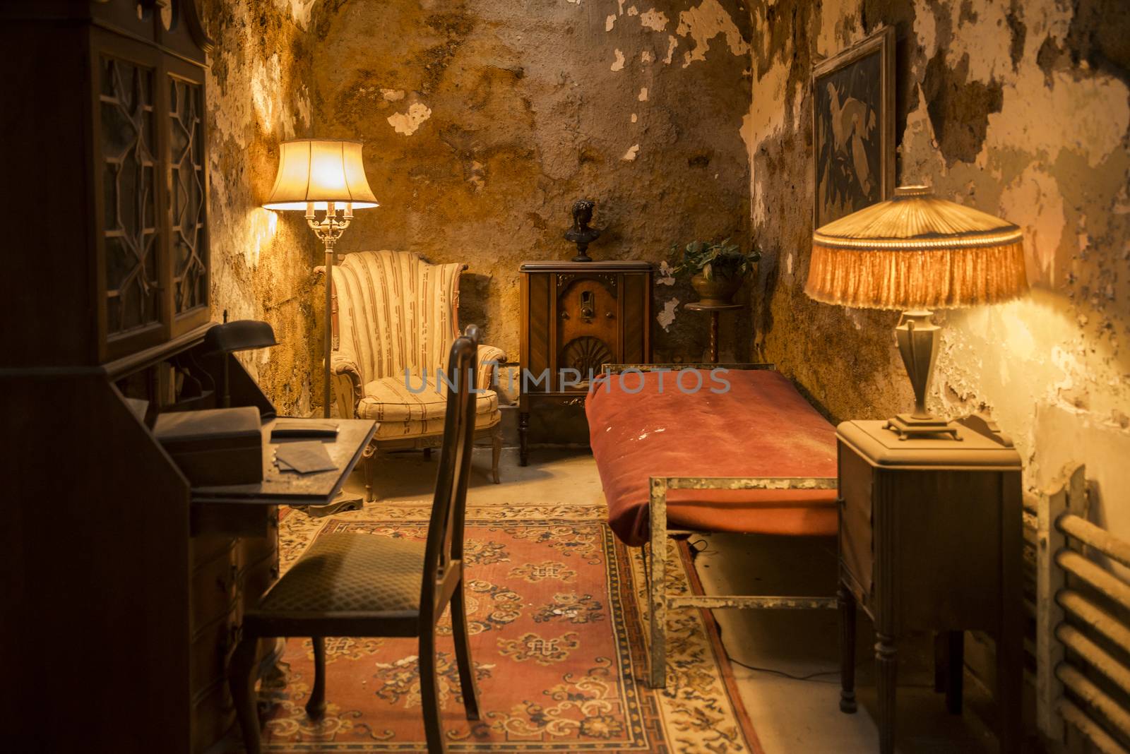 Al Capone cell inside the historic Eastern State Penitentiary in Philadelphia, Pennsylvania