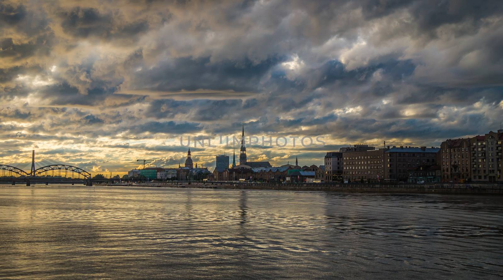 View of the old town of Riga from the river side by Multipedia