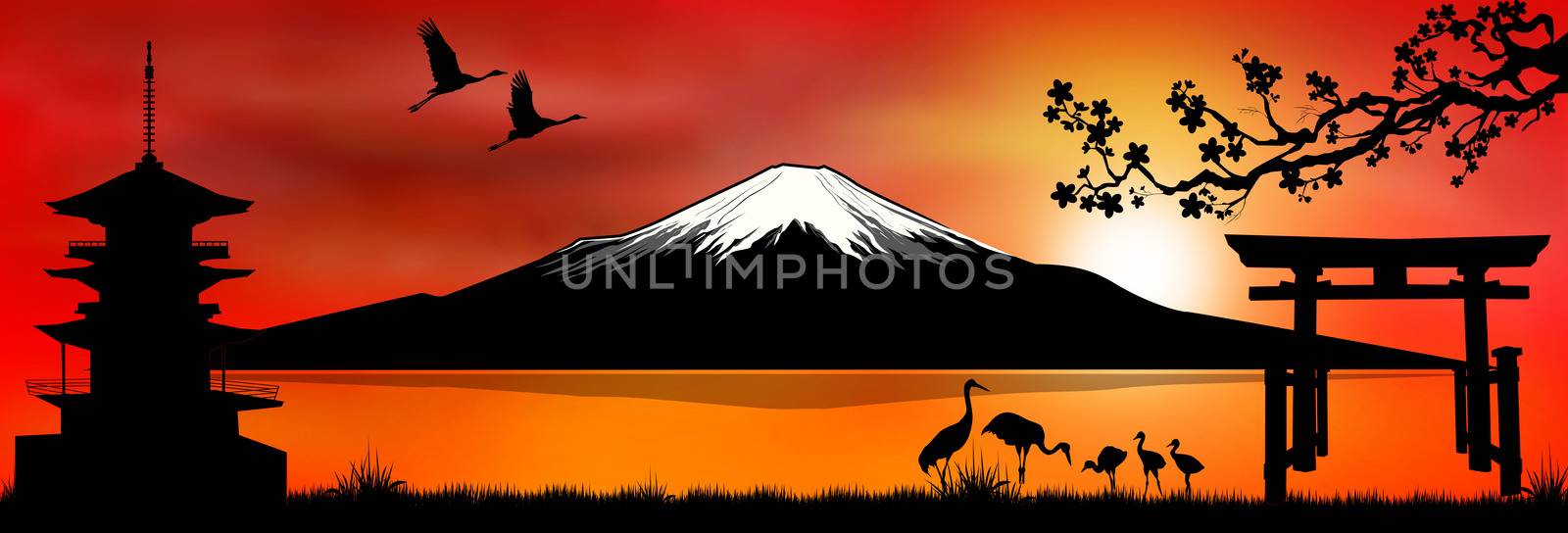 Mount Fuji at sunset 1  by liolle