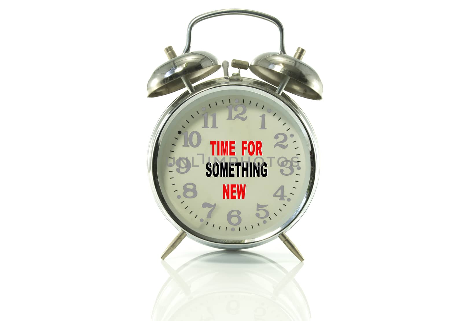 metal alarm clock with text try something new 