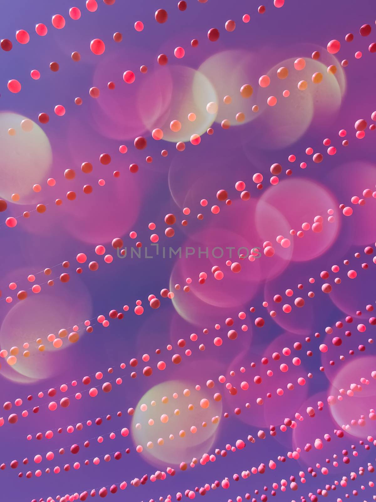 Sky background with balloon decorations and purple bokeh lights by anikasalsera