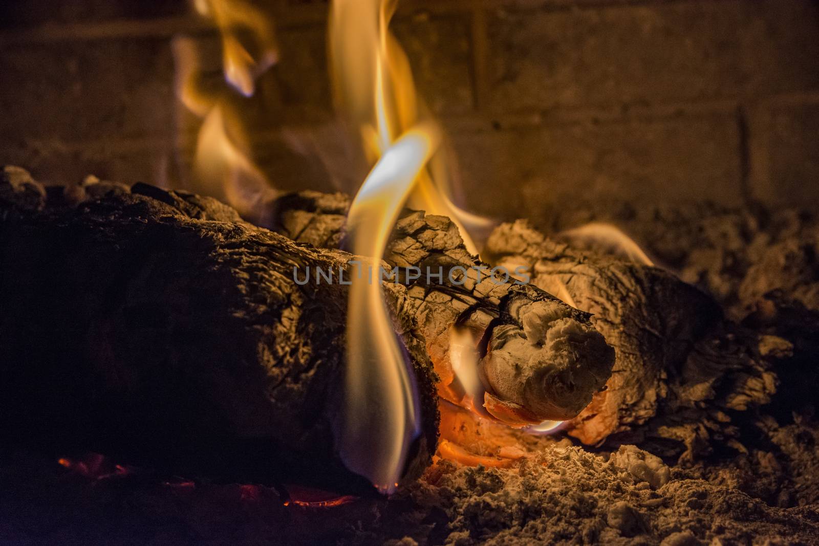 fire in fireplace by vangelis