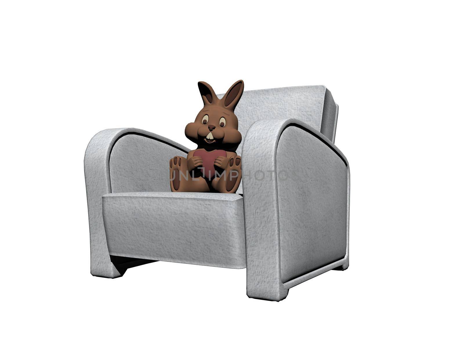 Bunny hugging an Easter egg - 3d rendering by mariephotos