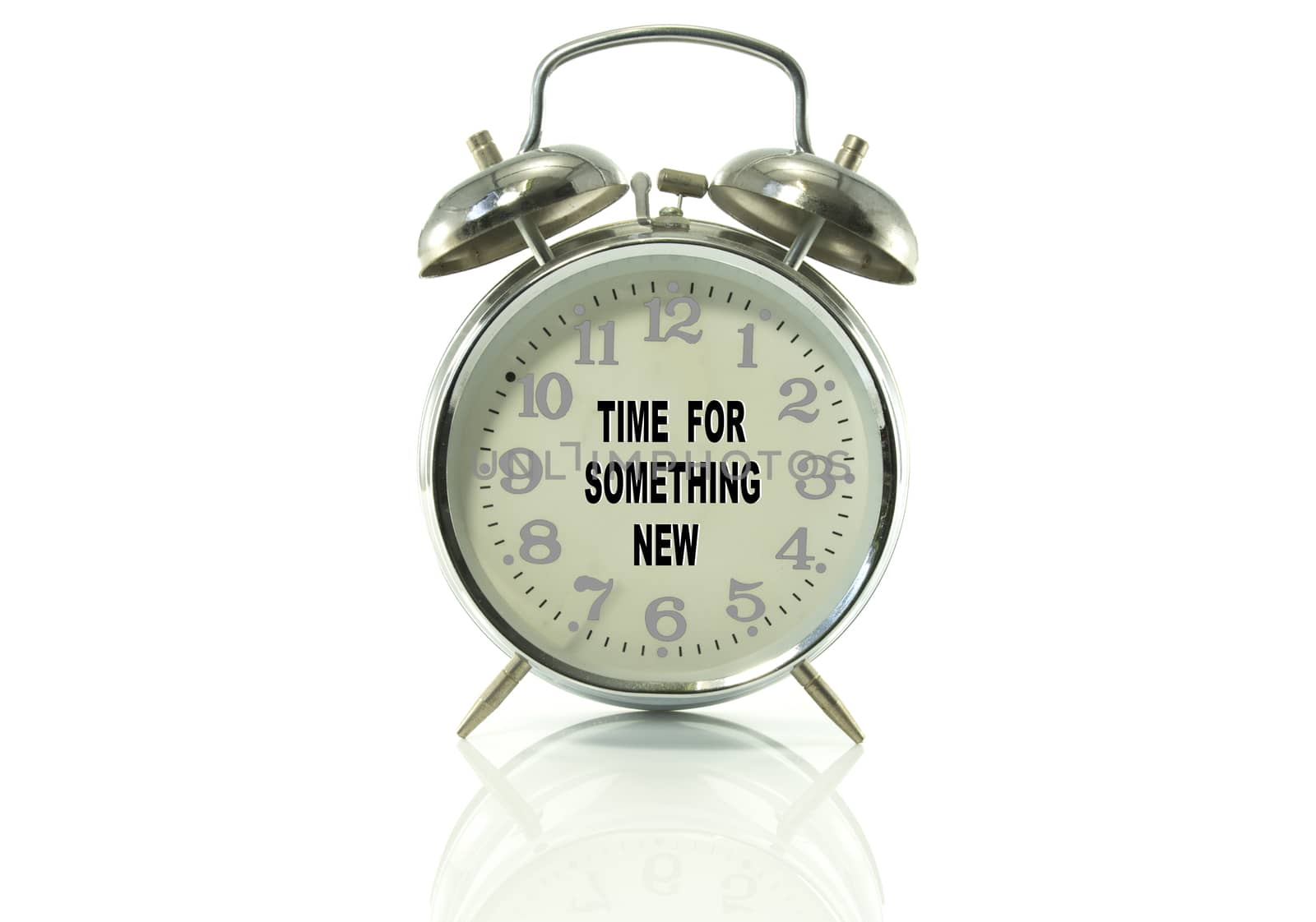 metal alarm clock with text try something new 