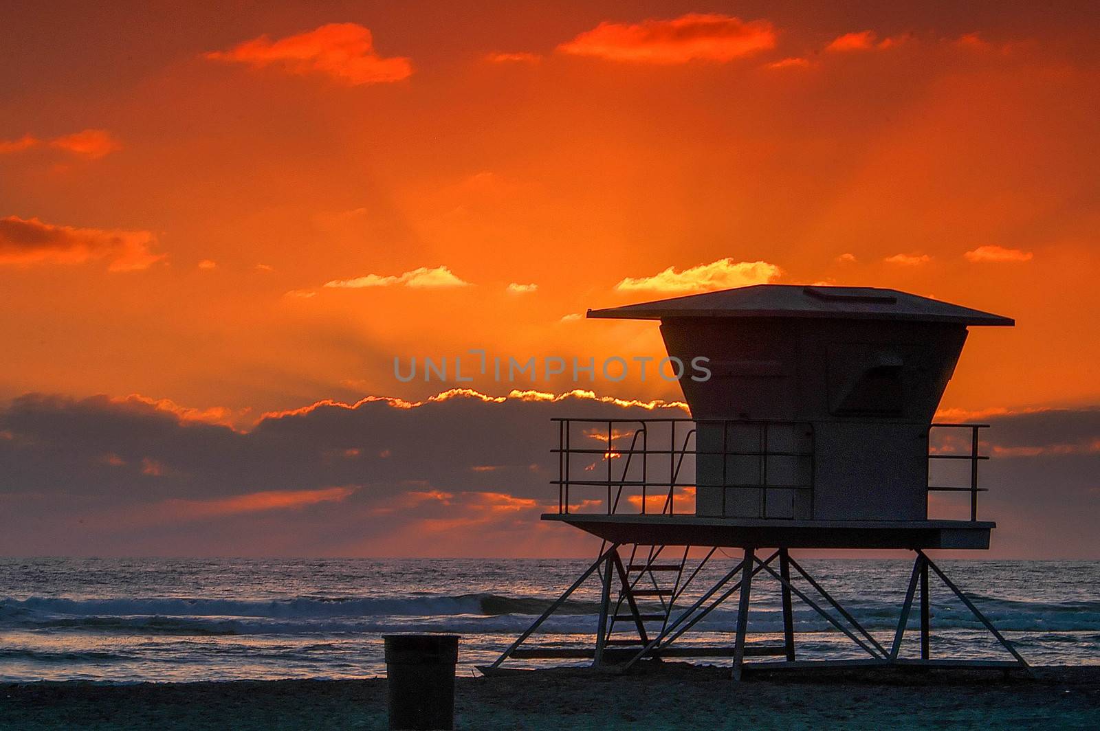 Solana Beach Sunset with Lifeguard Tower by cestes001