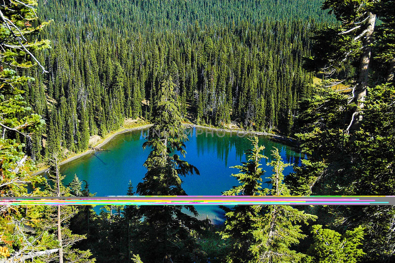 Beautiful blue lake in Mt Rainier National Park in late spring