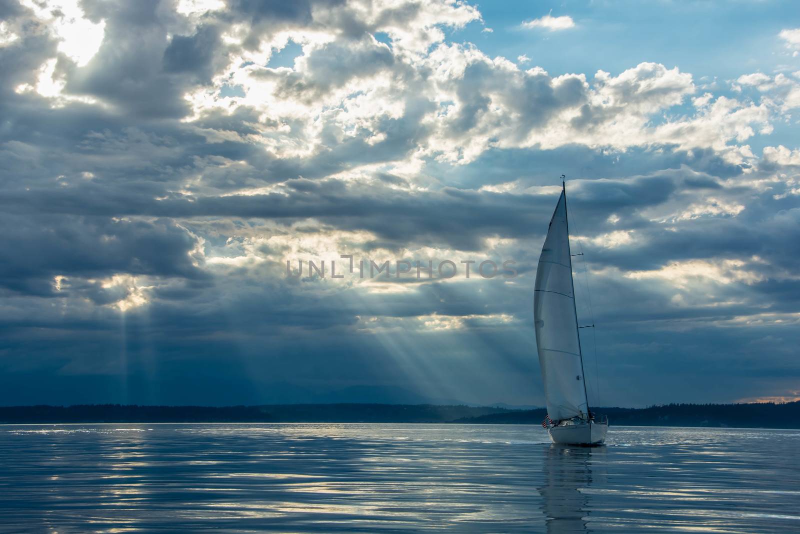Small sailboat on Seattle's Shilshole Bay by cestes001