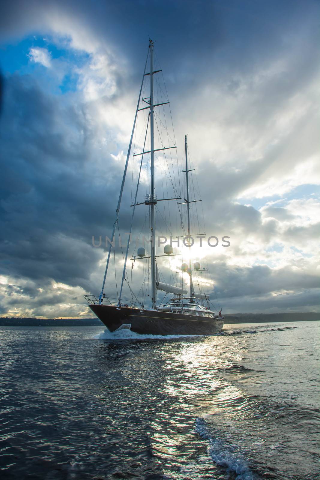 Large Sailing Yacht underway to Seattle. by cestes001