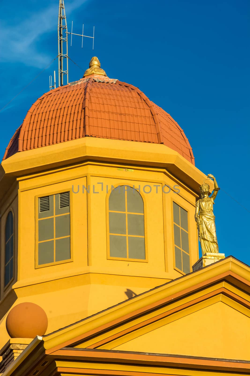 Dome on top of the historic City Hall in Downtown Belle Fourche, by cestes001