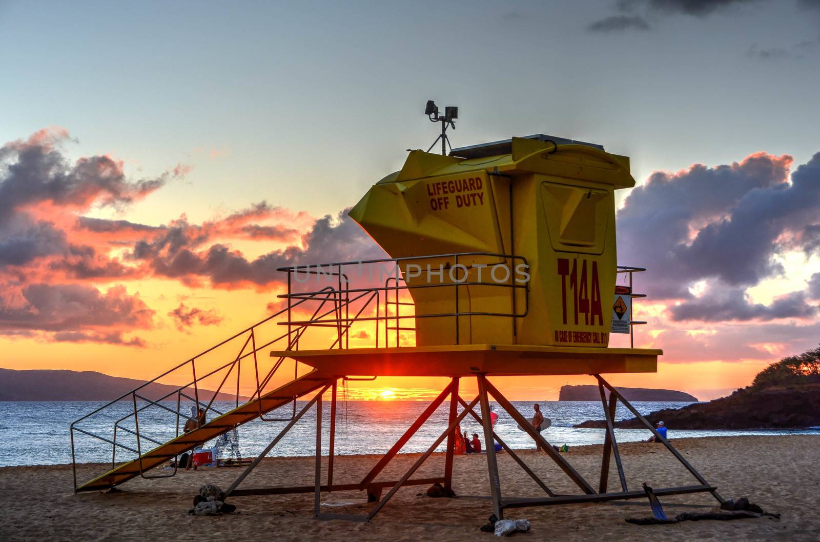 Maui Sunset with Lifeguard Stand in foreground by cestes001