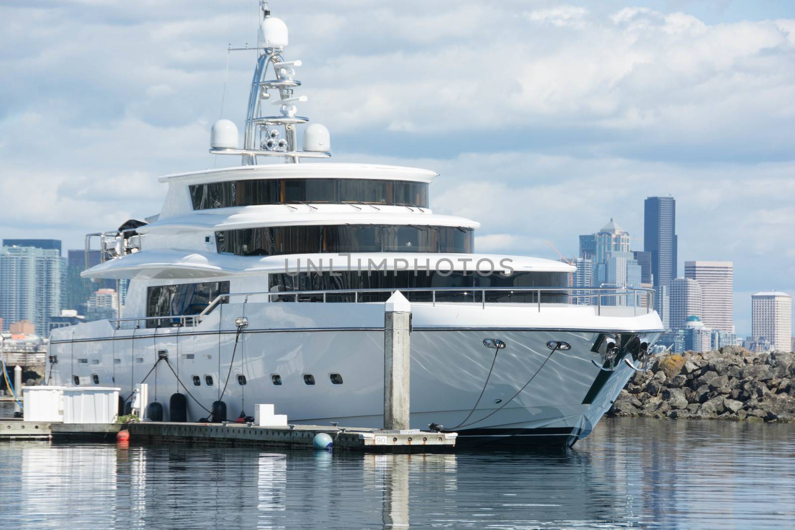 Mega yacht tied up at Seattle's Elliott bay Marina